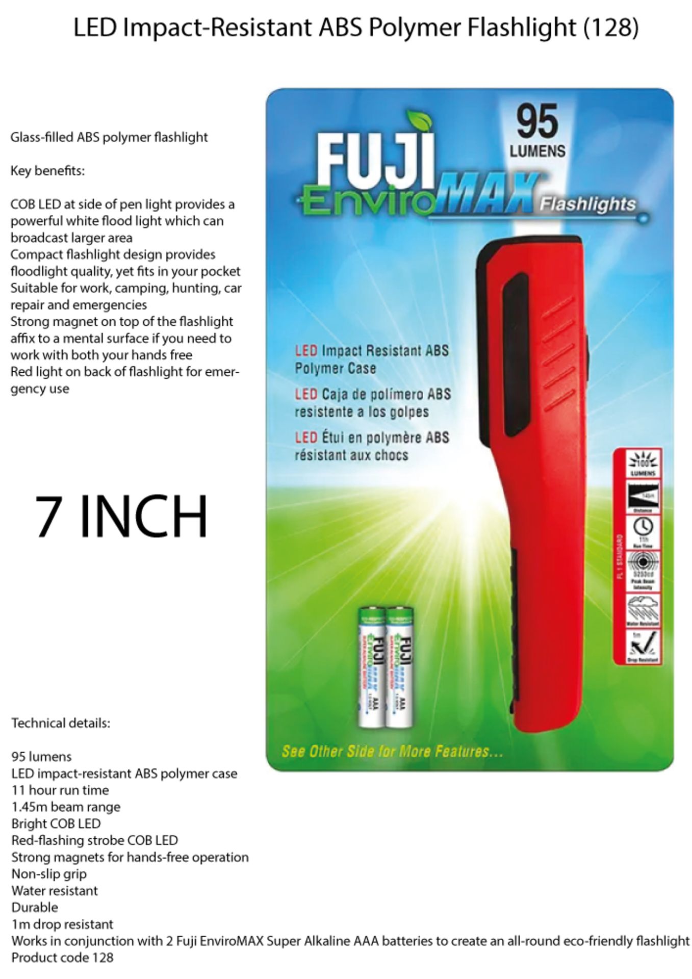 2 x Fuji EnviroMax 95 Lumens LED Flashlight | FE128
