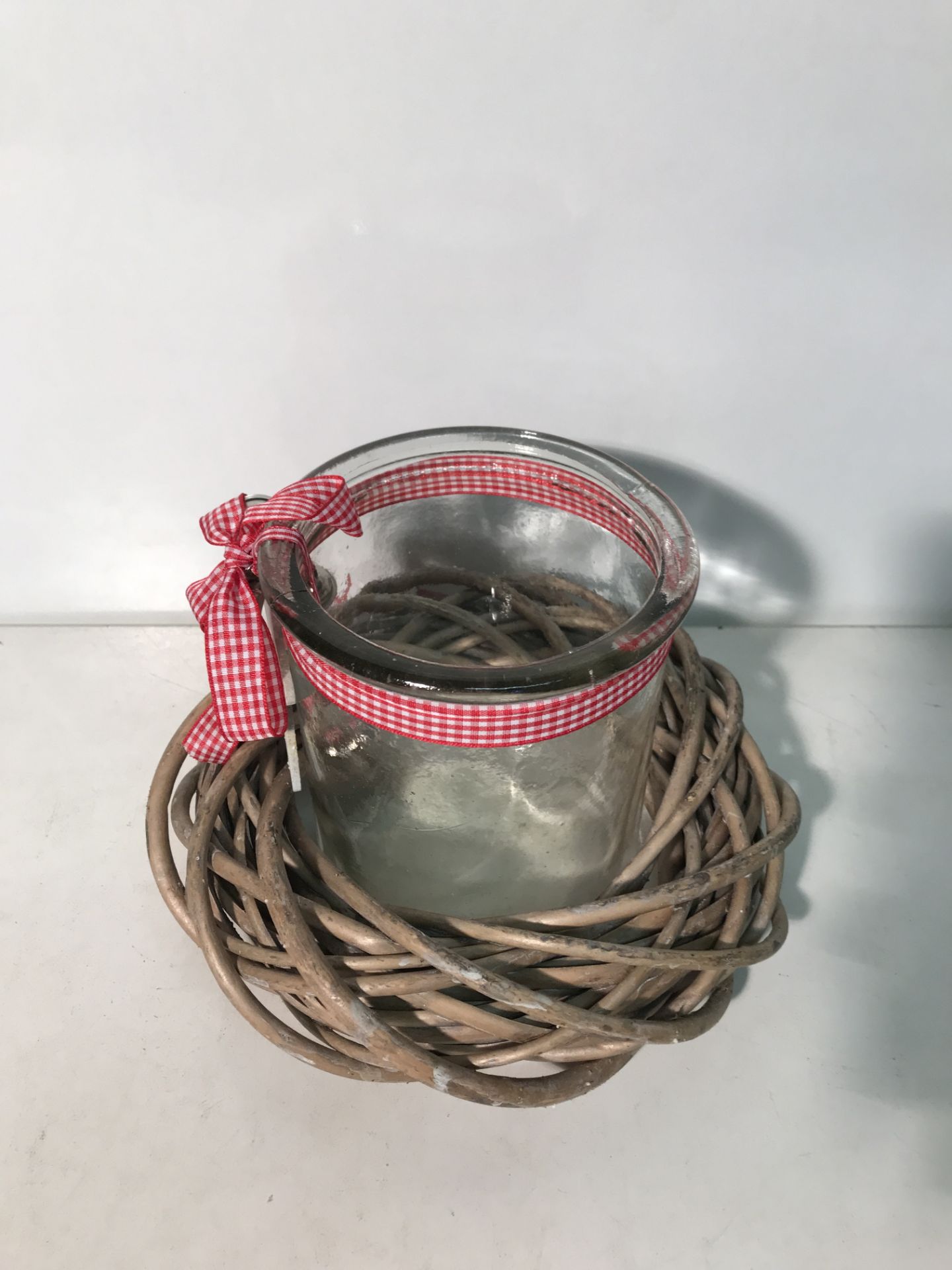 6 x Twig Wreath Candle Jar with Ribbon & Bells - Image 3 of 3