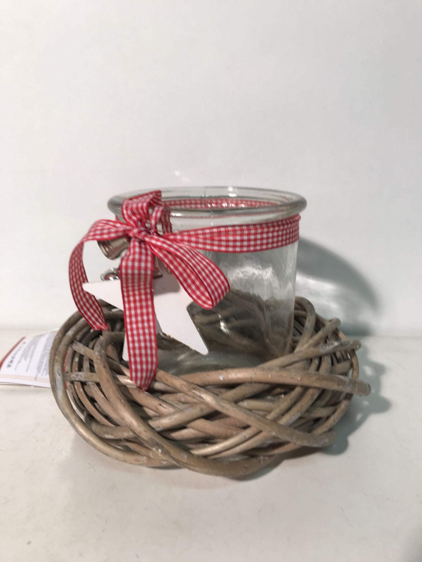 6 x Twig Wreath Candle Jar with Ribbon & Bells - Image 2 of 3