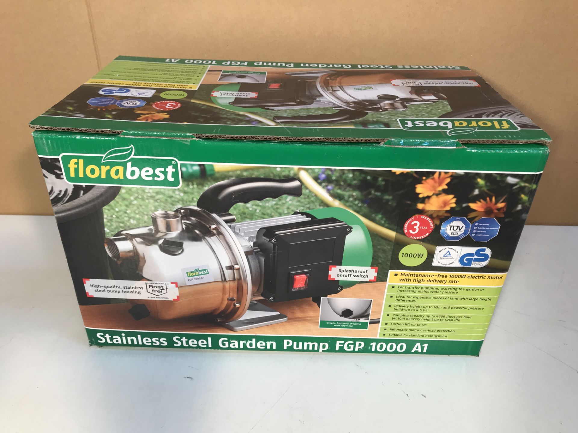 2 x Florabest Stainless Steel Garden Pump FGP 1000 A1 - Image 2 of 4