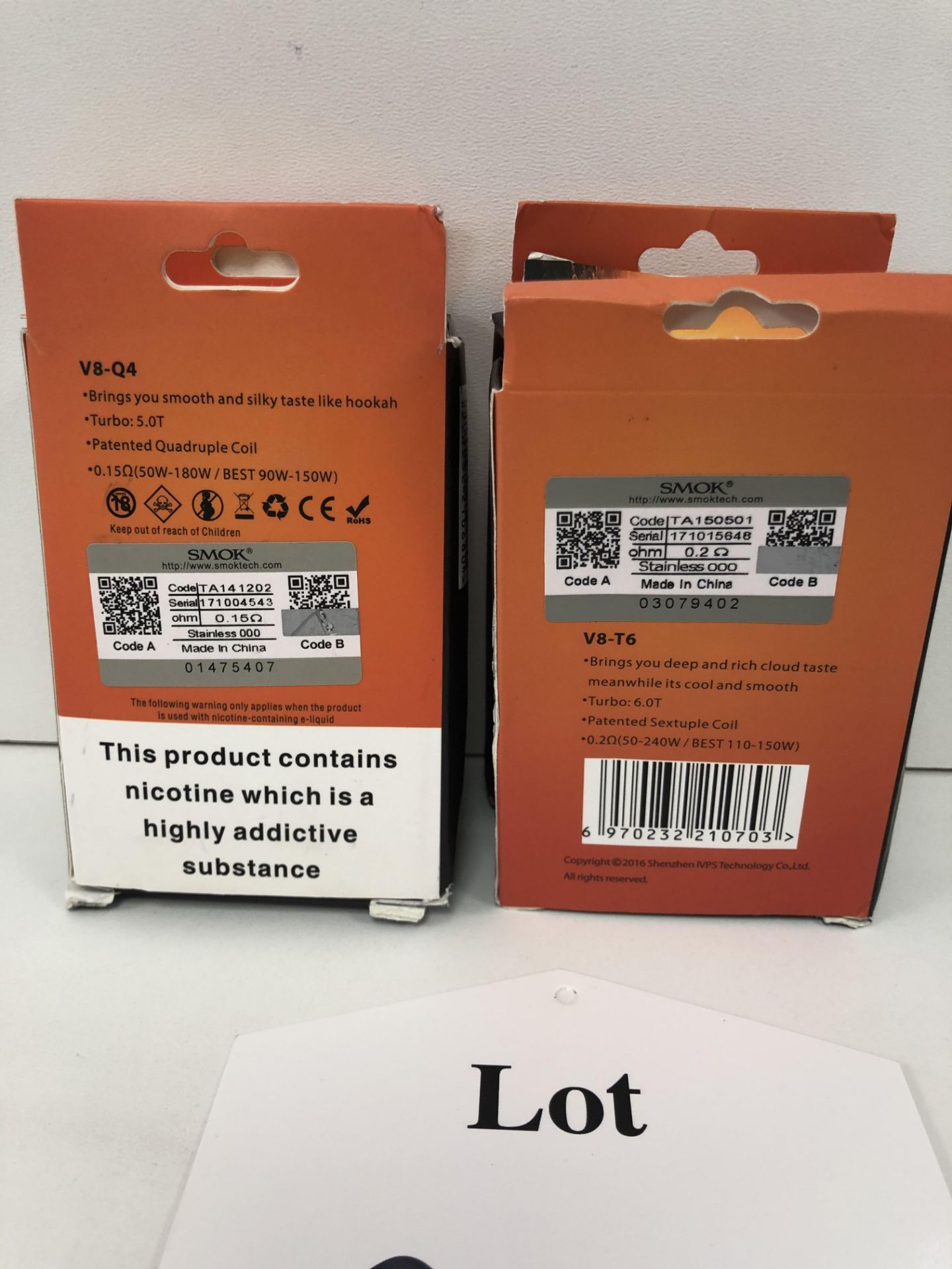 4 x Smok coils 2x V8-Q4 50-180w 2x V8-T6 50-240w BNIB 3 coils per box - Image 2 of 2