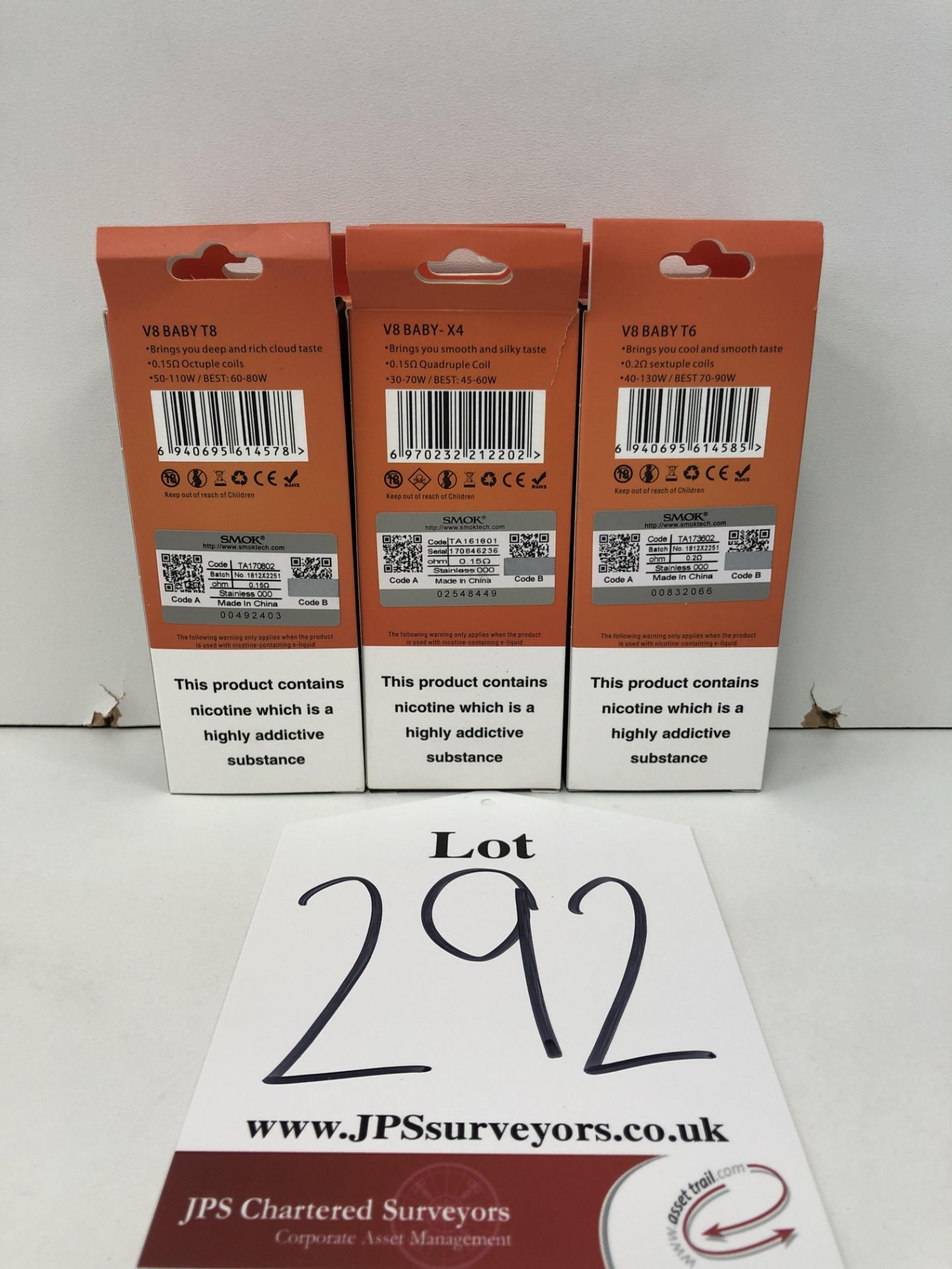 6 x Smok Coils, 5 per box 2x V8 Baby- x4 30-70 w 2x V8 Baby- T6 40-130w 2x V8 Baby -T850 110w BNIB - Image 2 of 2