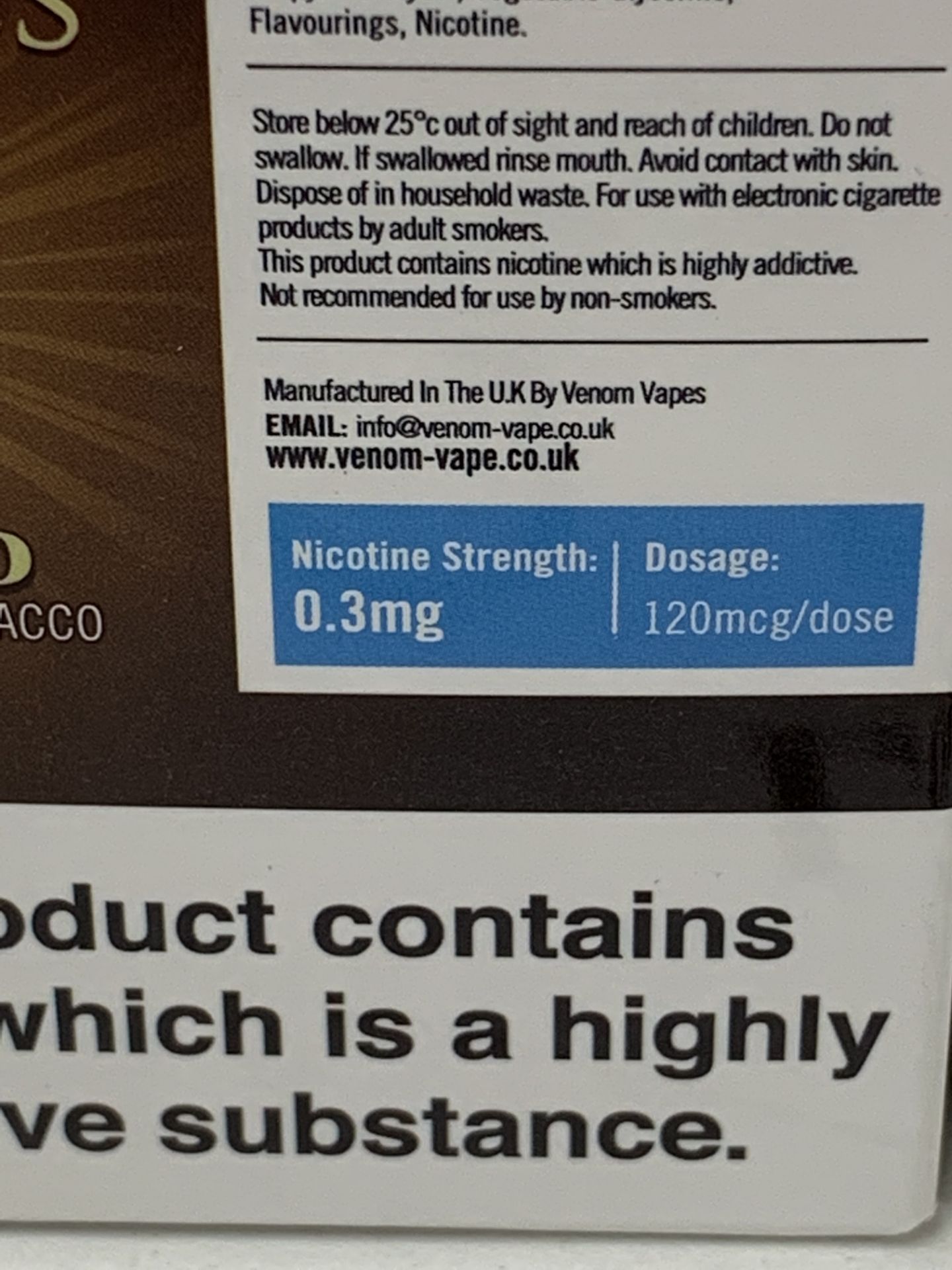 2 x Venom Vapes Rich blend of fine tobacco Tobacco 3 Mg/Ml BNIB- 3 x 10 ml |7102898337091 - Image 3 of 3