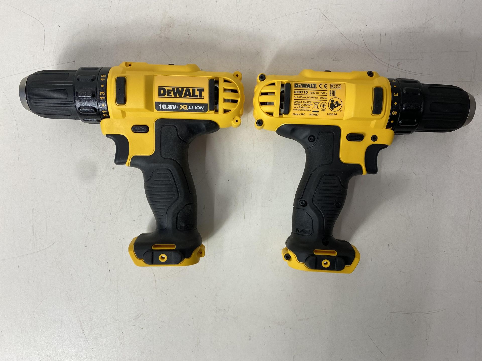 2 x DeWalt DCD710 10.8V XR Cordless Compact Drill Driver (Body Only)