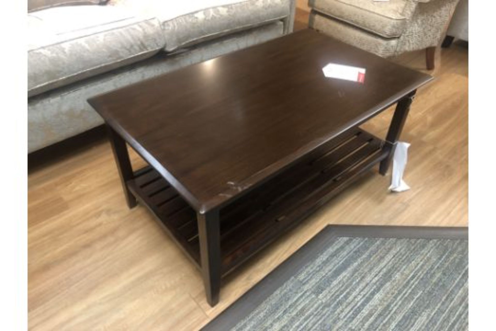 Ex Display Dark Wood Coffee Table w/ Magazine Undershelf