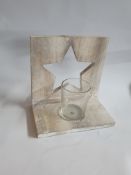 12 x 'Star' Rustic Wooden Tealight Holders