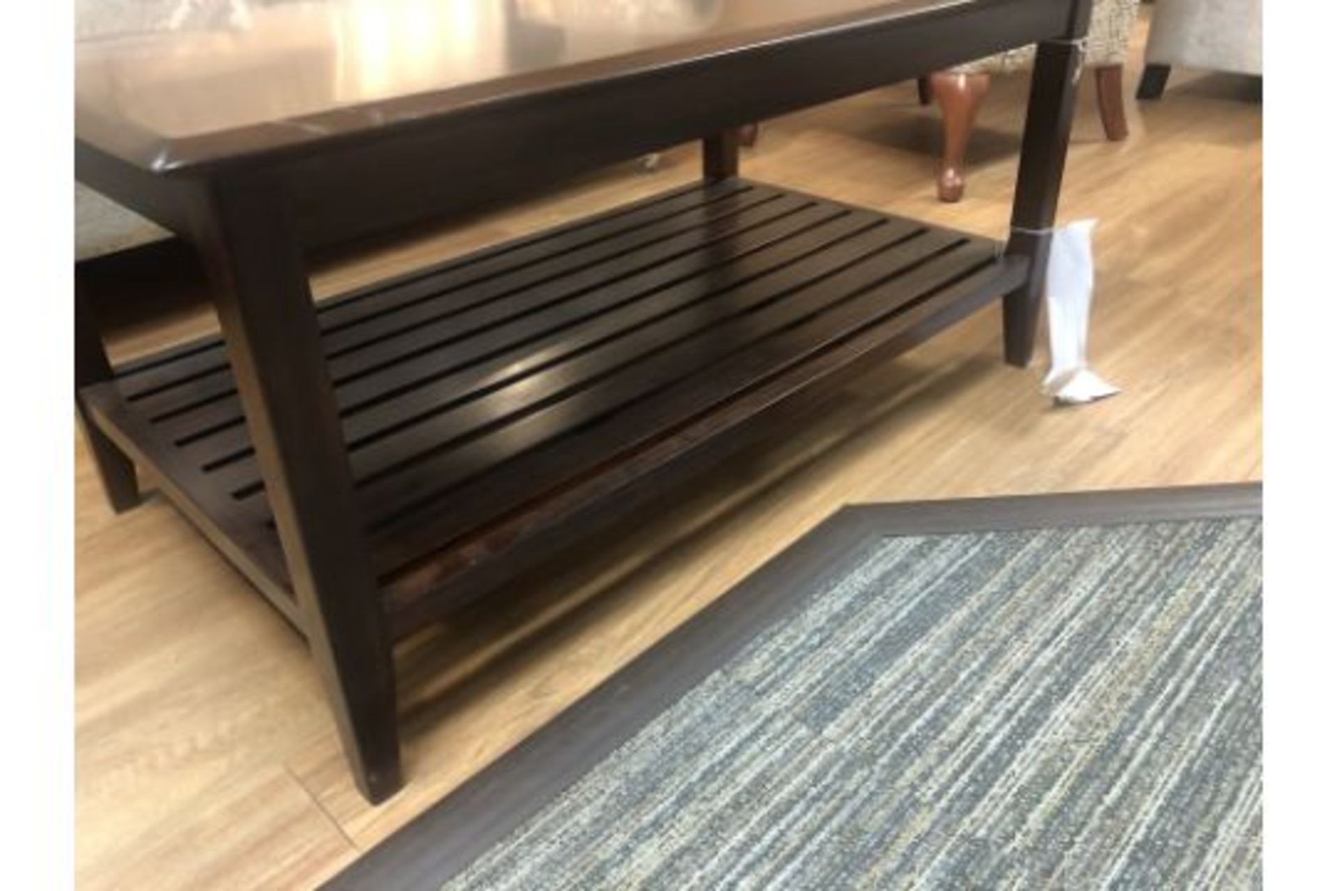 Ex Display Dark Wood Coffee Table w/ Magazine Undershelf - Image 2 of 3