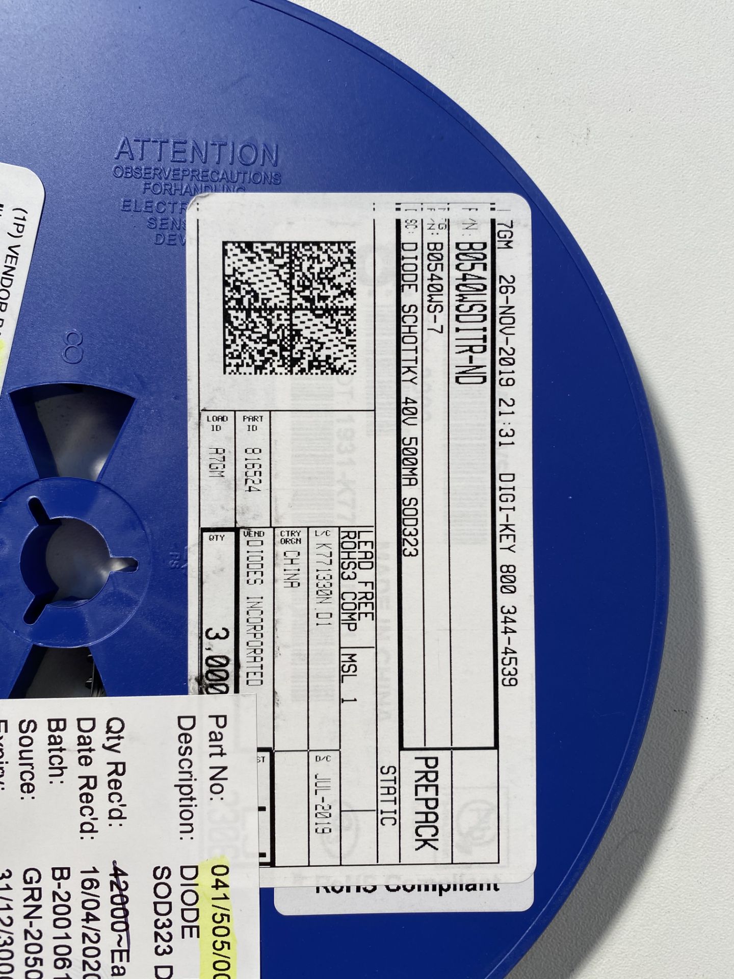 12 x 3,000 x Diodes Incorporated B0540WS-7 Schottky Diodes & Rectifiers 0.5A 40V - Image 4 of 6