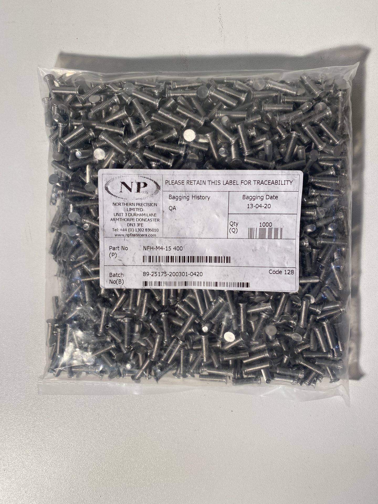 21 x 8,000 x NFH M4 15 400 Self-Clinching Flush Head Studs for Stainless Steel - Image 4 of 5