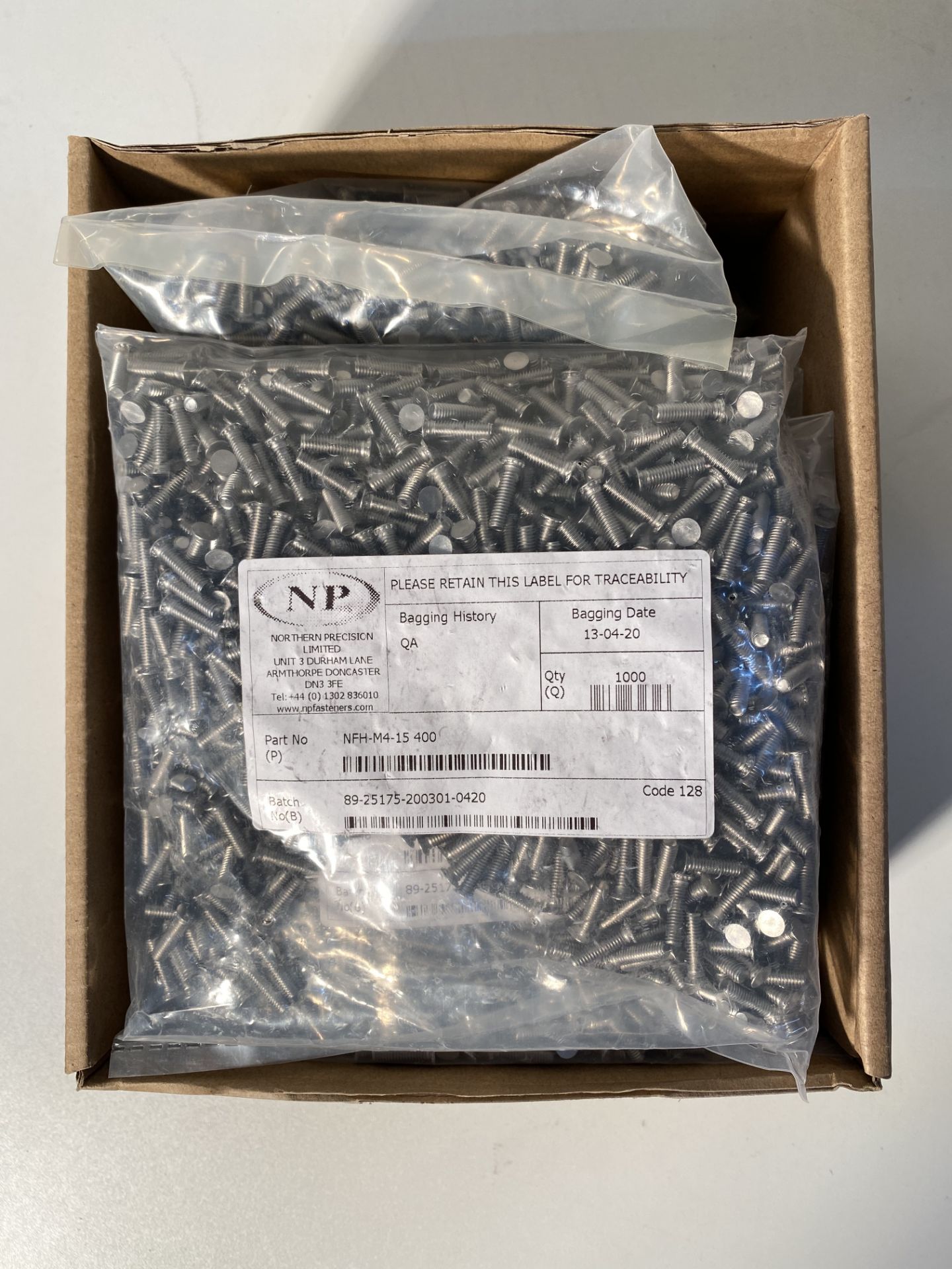 21 x 8,000 x NFH M4 15 400 Self-Clinching Flush Head Studs for Stainless Steel - Image 3 of 5