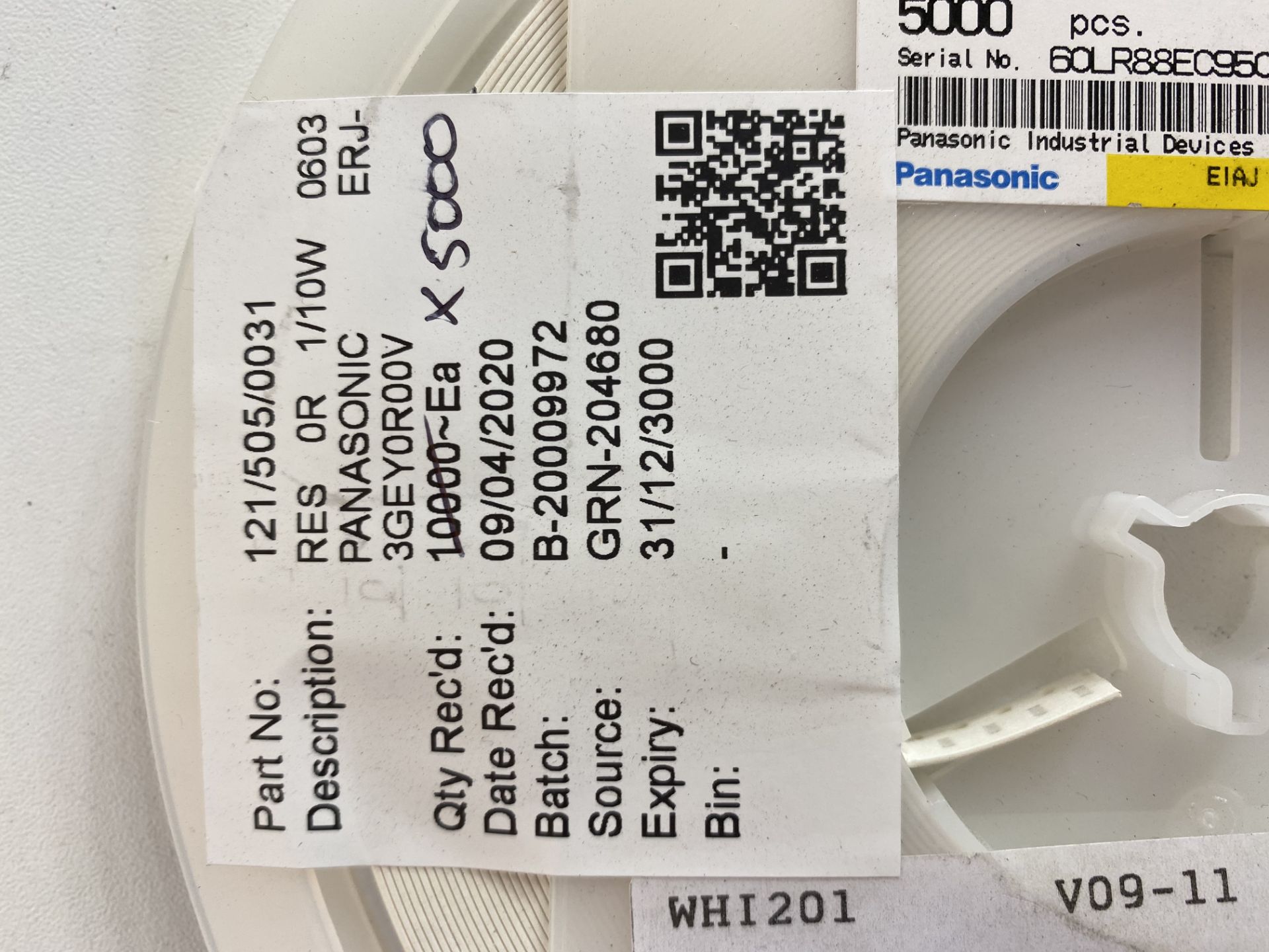 2 x 5,000 x Panasonic ERJ-3GEY0R00V Thick Film Resistors - SMD 0603 Zero Ohms - Image 2 of 4