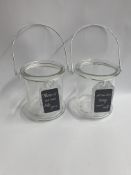 5 x Hanging Clear Glass Tealight Holders