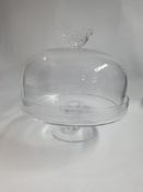 Clear Glass Cake Stand with Dome Cover and Bird