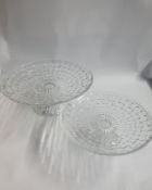 Set of 2 Cut Glass Cake Stands