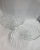 Set of 2 Cut Glass Cake Stands
