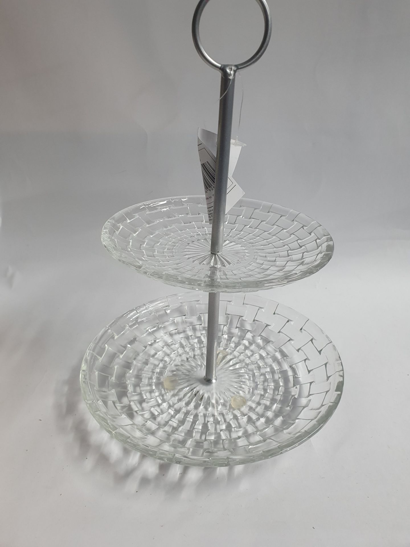 Two Tier Clear Glass Cake Stand