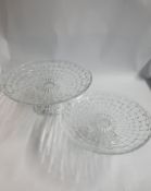 Set of 2 Cut Glass Cake Stands