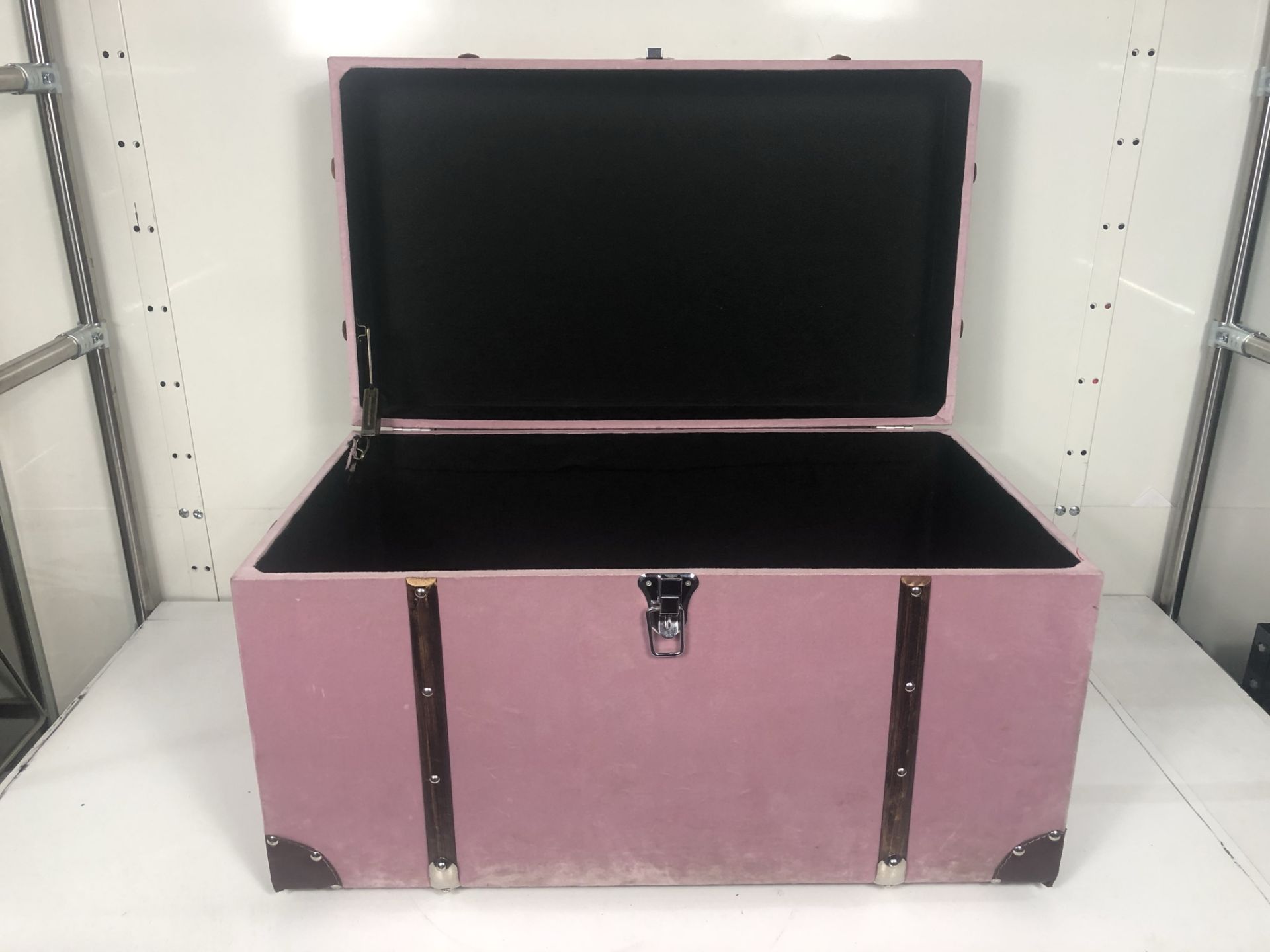 Faux Suede Storage Chest in Pink - Image 3 of 3