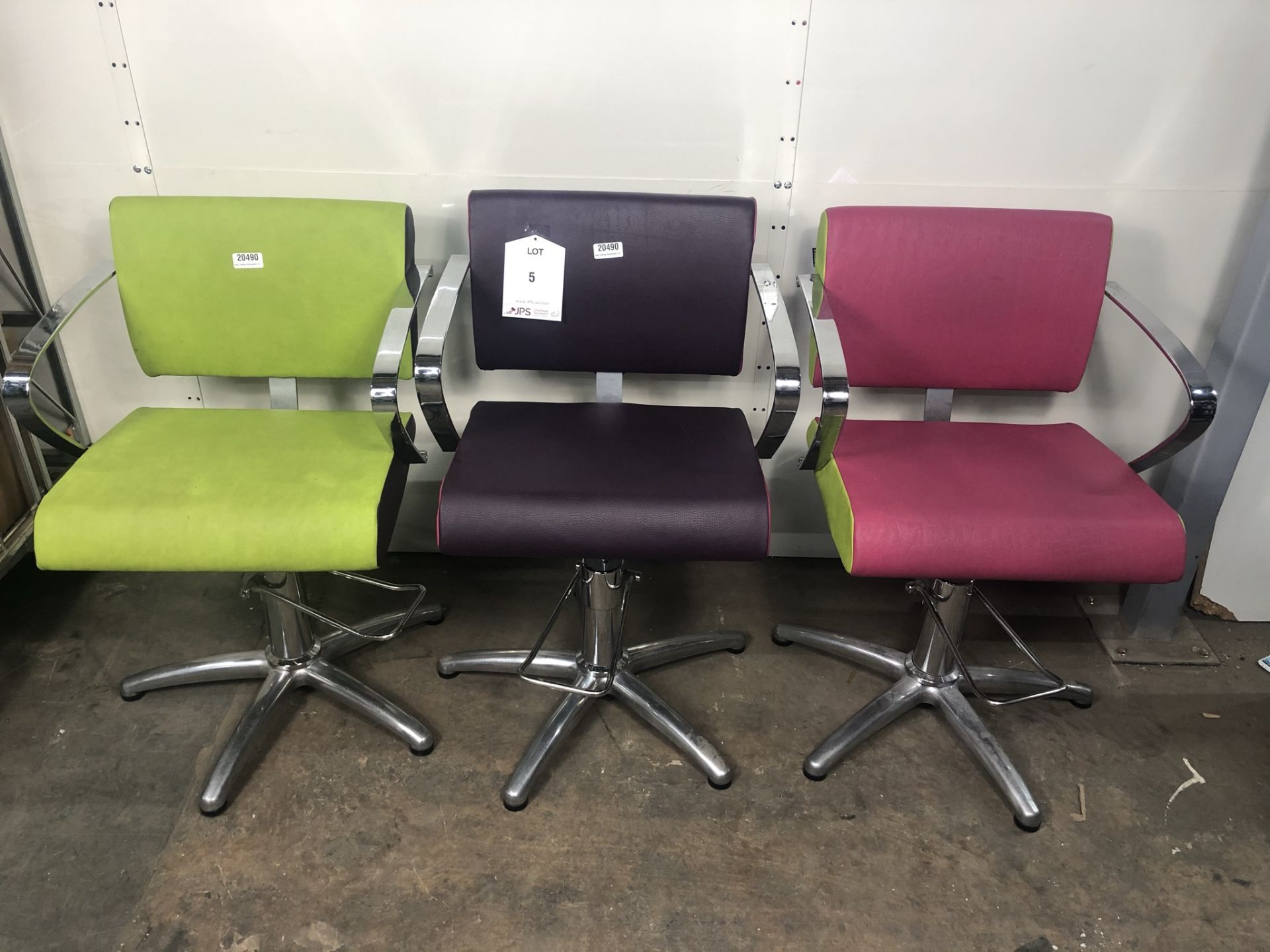 3 x Height Adjustable Faux Leather Salon Chairs