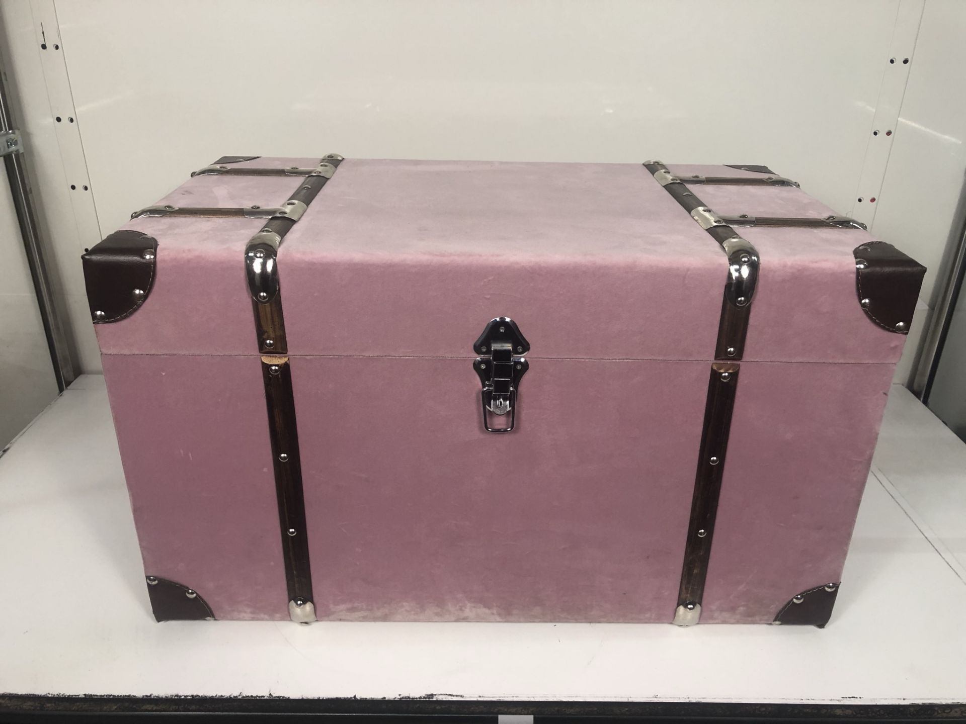 Faux Suede Storage Chest in Pink - Image 2 of 3