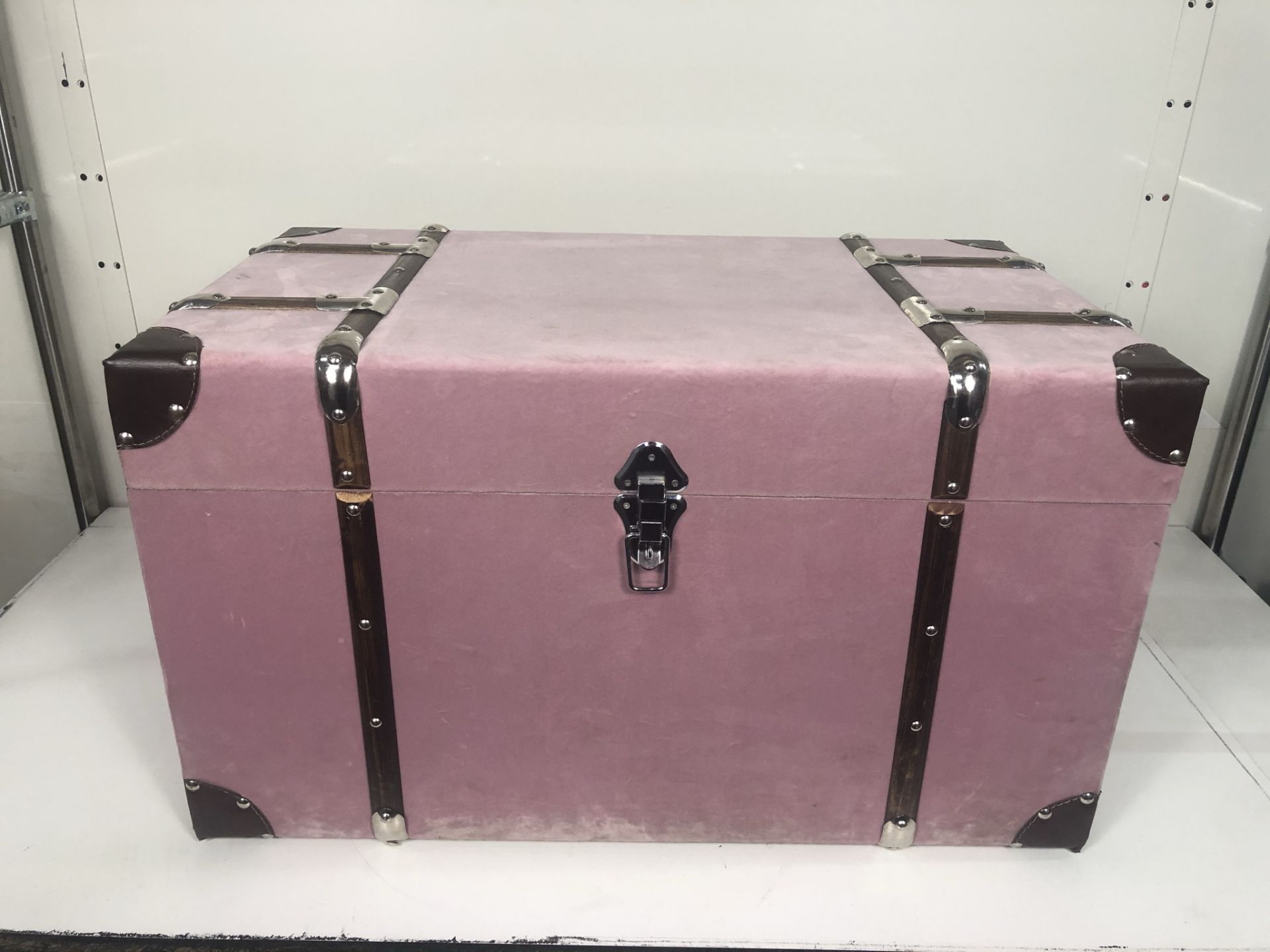 Faux Suede Storage Chest in Pink