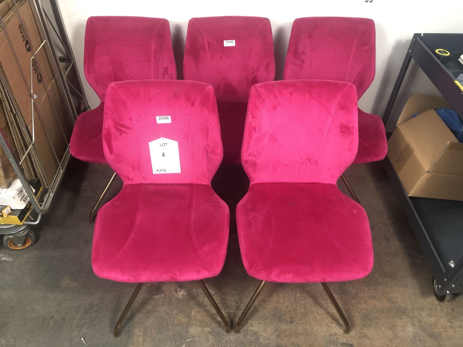 5 x Faux Suede Make-up/Stylist Chairs in Pink - Image 2 of 2