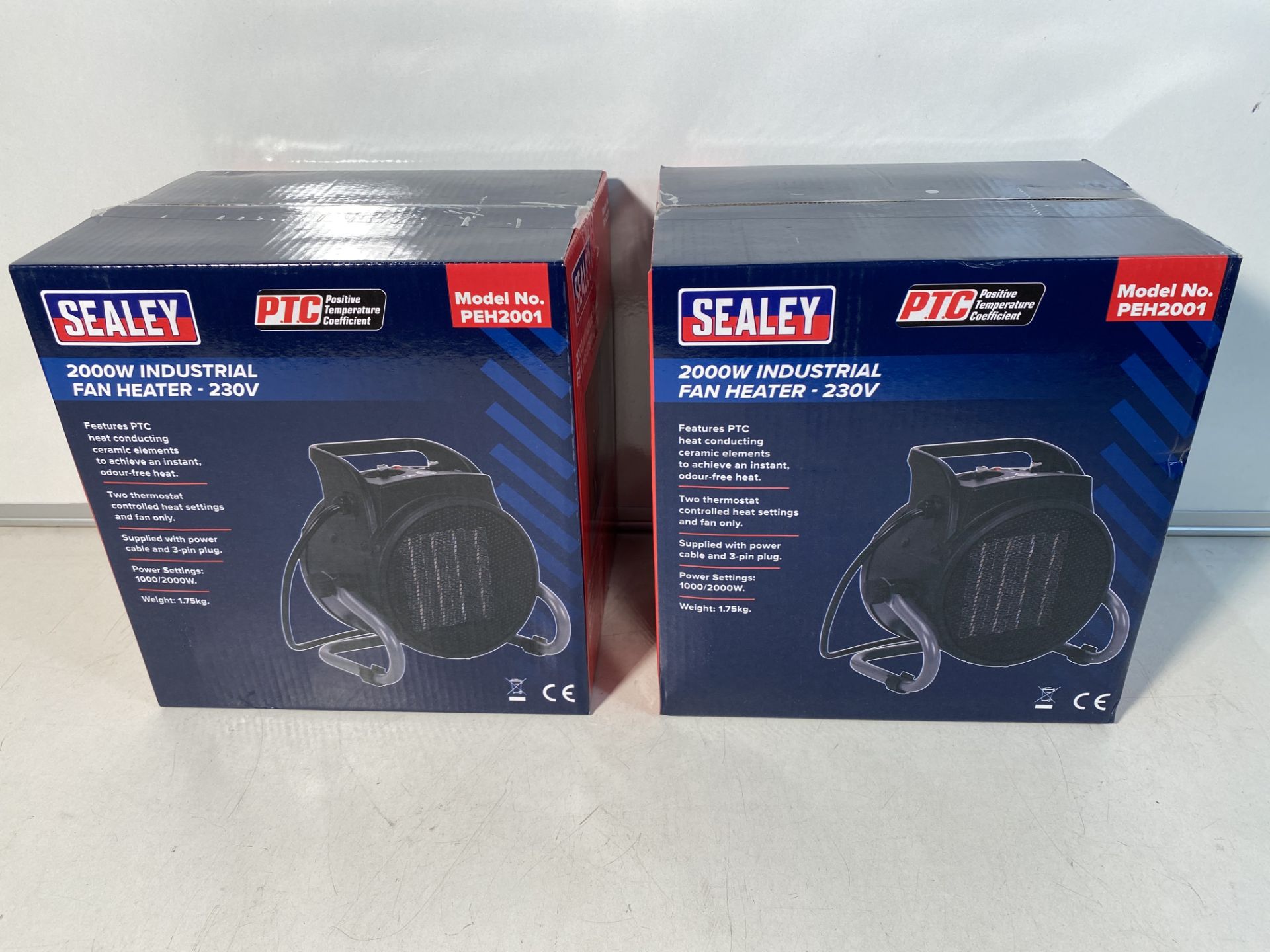 Pair Of Sealey Industrial PTC Fan Heater 230V PEH
