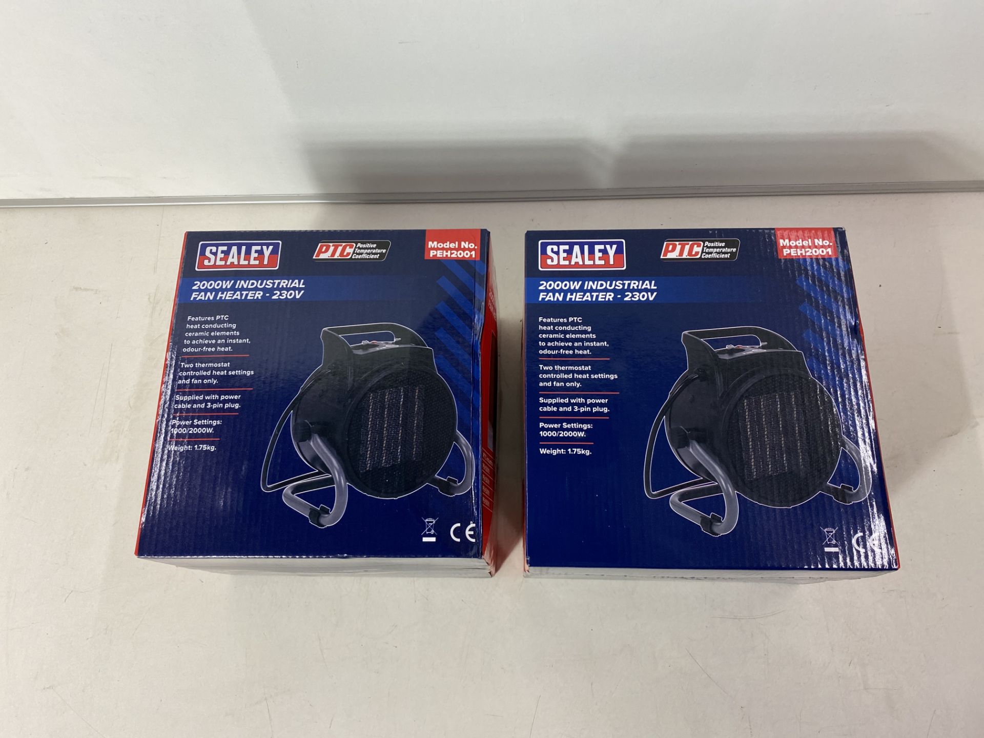 Pair Of Sealey Industrial PTC Fan Heater 230V PEH