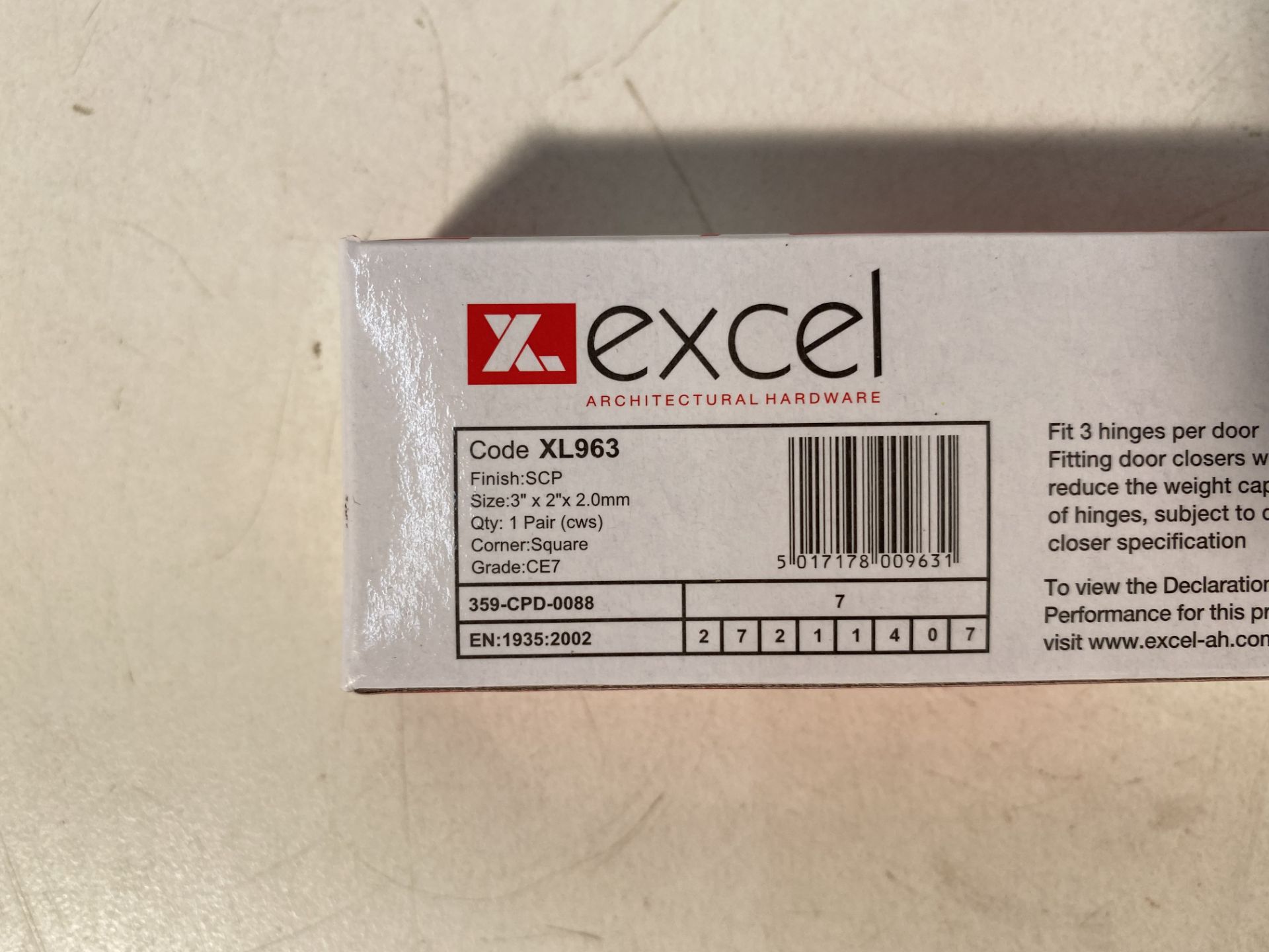 20 x Excel XL963 3" x 2" x 2mm Door Hinges - Image 3 of 4