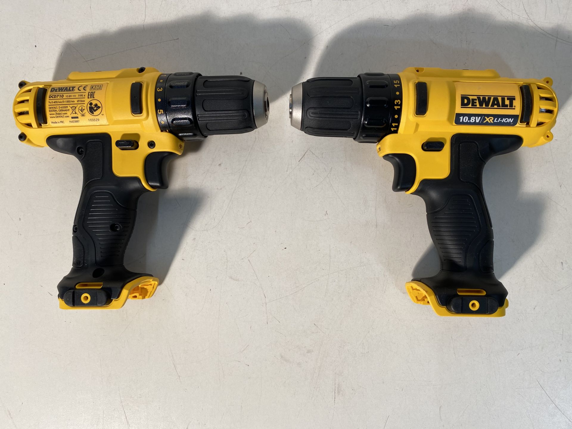 2 x DeWalt DCD710 10.8V XR Cordless Compact Drill Driver (Body Only)