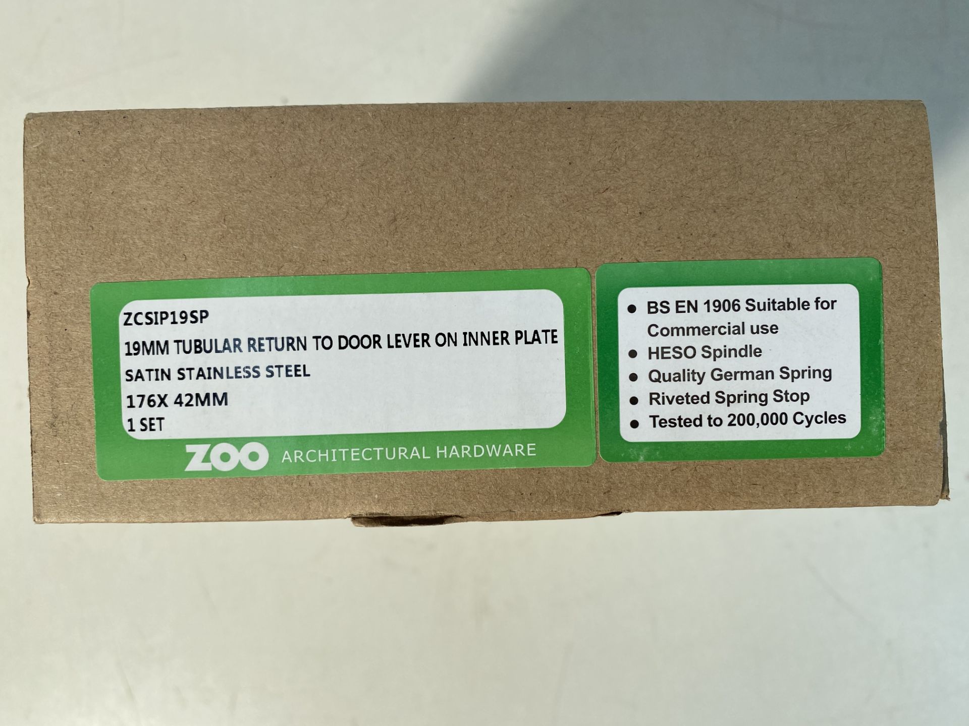 2 x Zoo Hardware ZCSIP19SP 19mm Tubular Return To Door Lever On Inner Plate Set - Image 2 of 3
