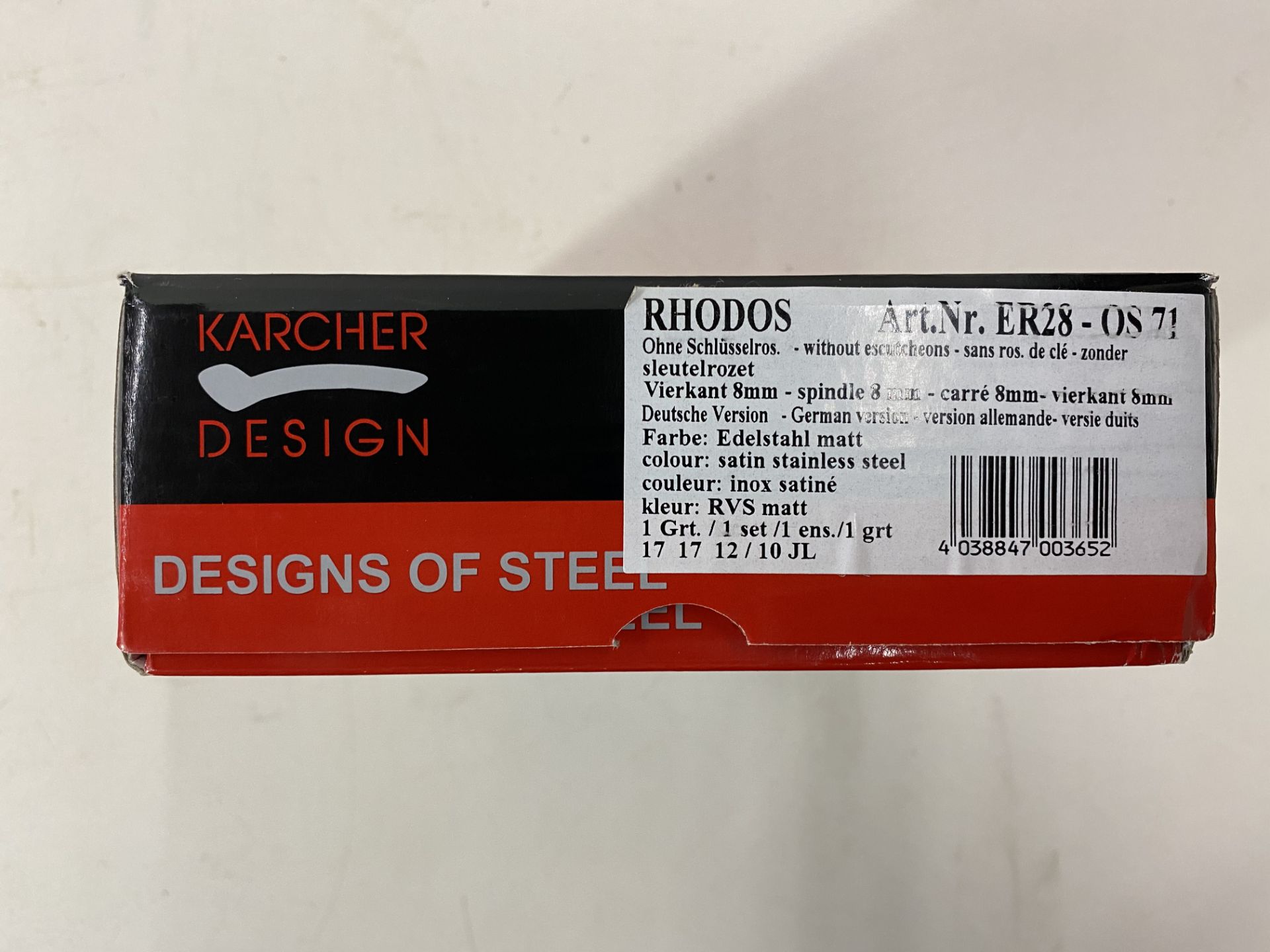 5 x Pairs of Karcher Design Door handle Rhodos ER28-OS71 stainless steel on rosette