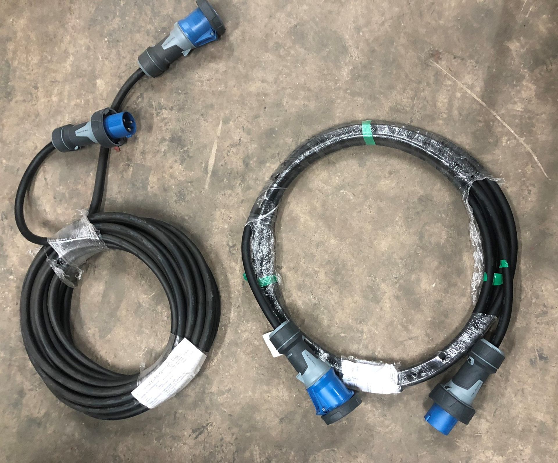 2 x Single Phase 3 Pin Extension Cables w/ Mennekes PowerTop Xtra Plug & Connector