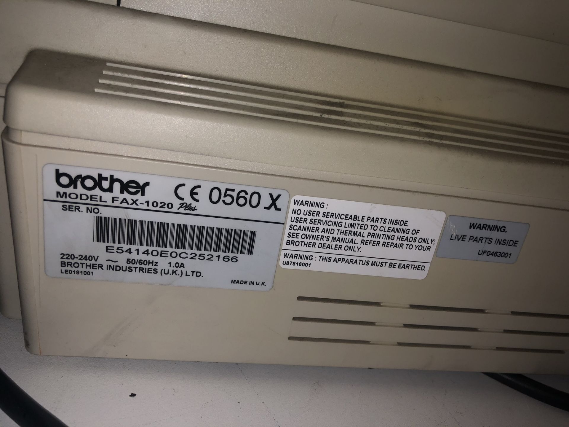 Brother FAX-1020 Plus Fax Machine - Image 3 of 3