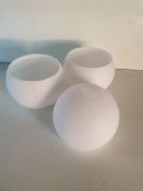 Trio of White Glass Bubble Shades