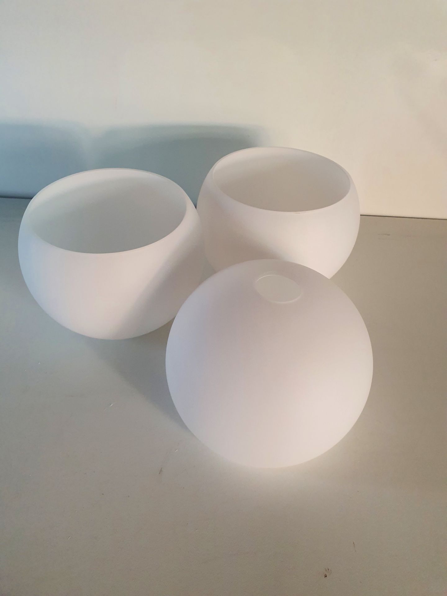 Trio of White Glass Bubble Shades