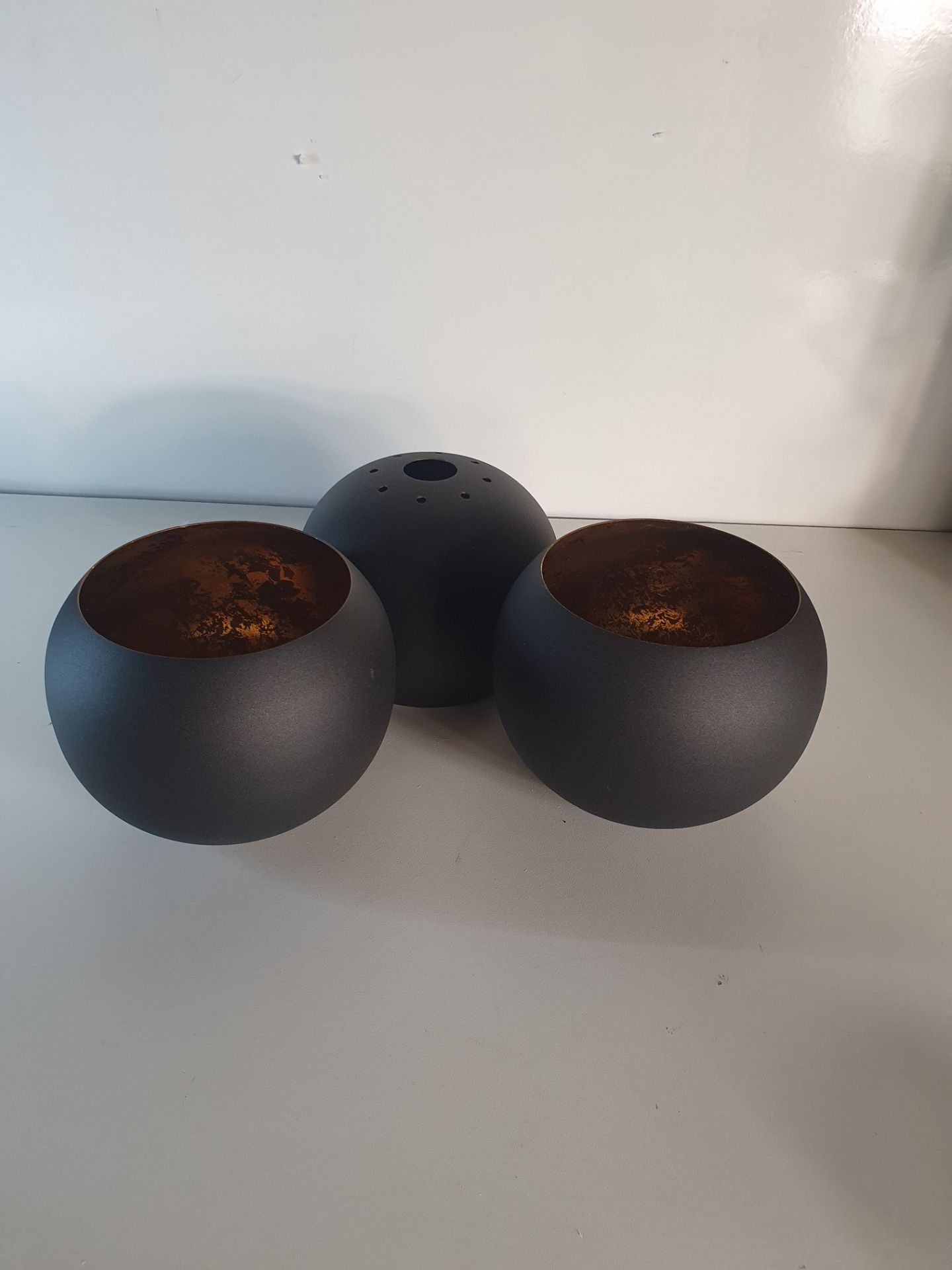 Trio of Black/Gold Glass Bubble Shades