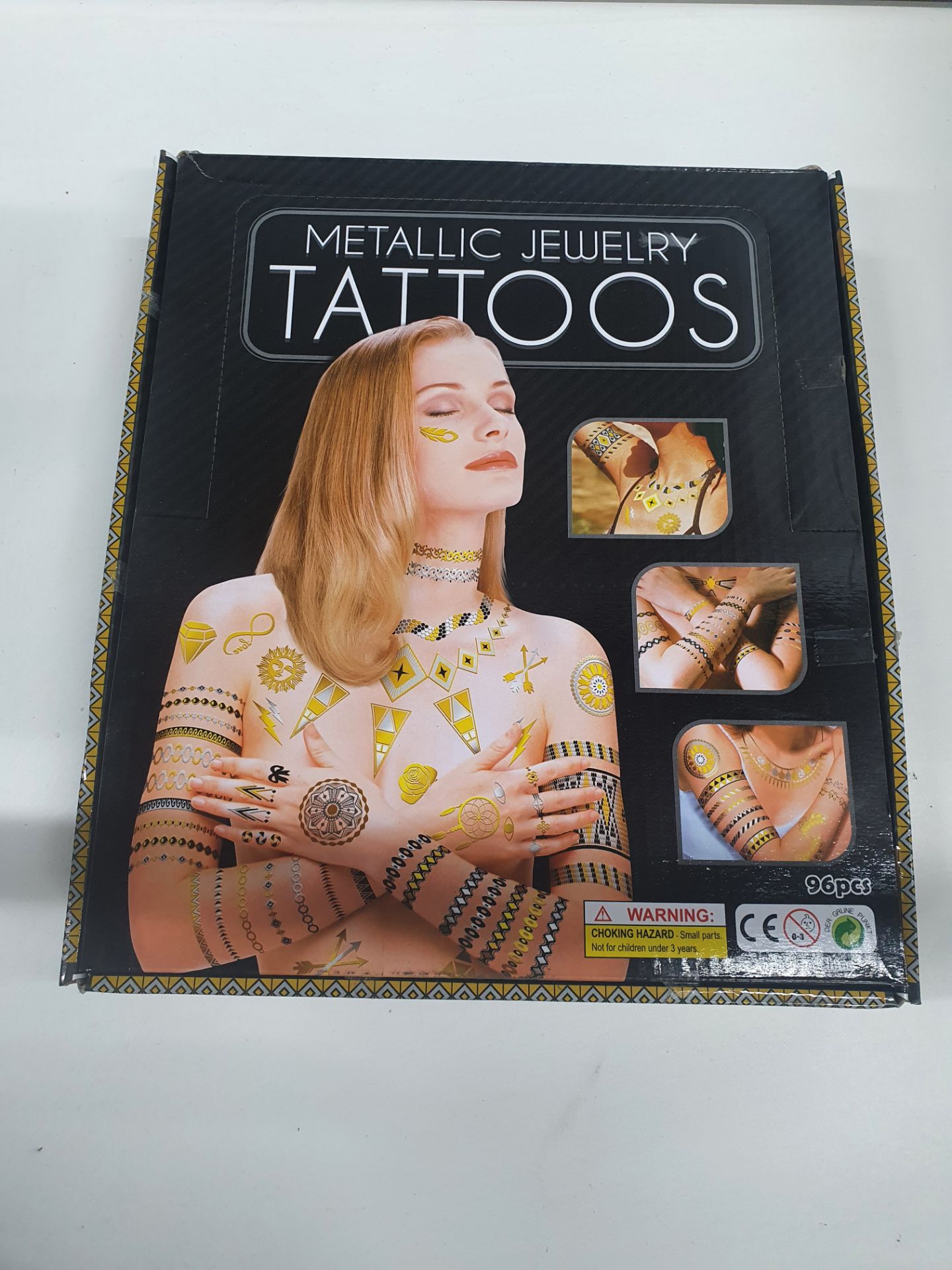 Box of Metallic Jewellery Tattoos | 96 Packs per Box