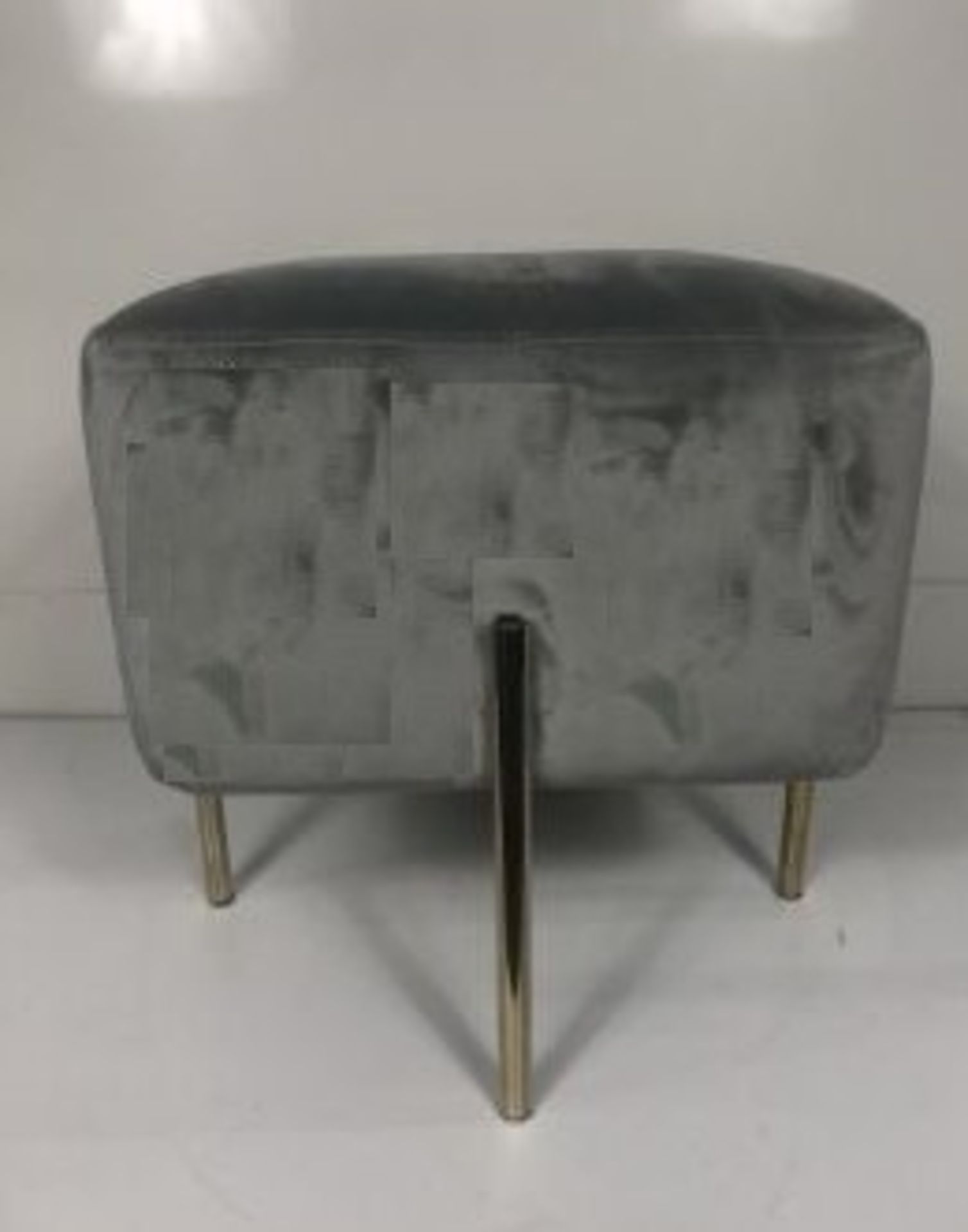 Faux Suede Foot Stool | Grey - Image 2 of 2