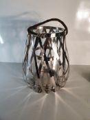 Chrome Weave and Glass Hurricane Lantern