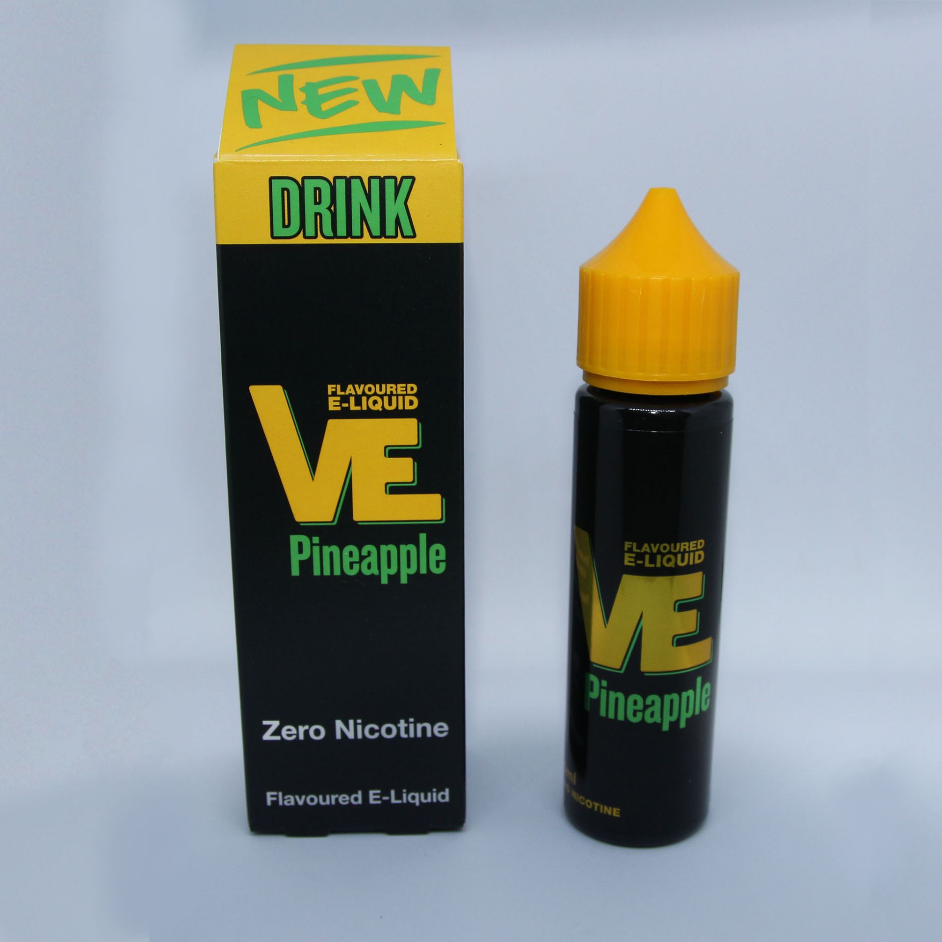 50 x Bottles of VE Flavoured E-Liquid 0mg Nicotine 50ml Shortfill Pineapple RRP £12 per unit, Produc