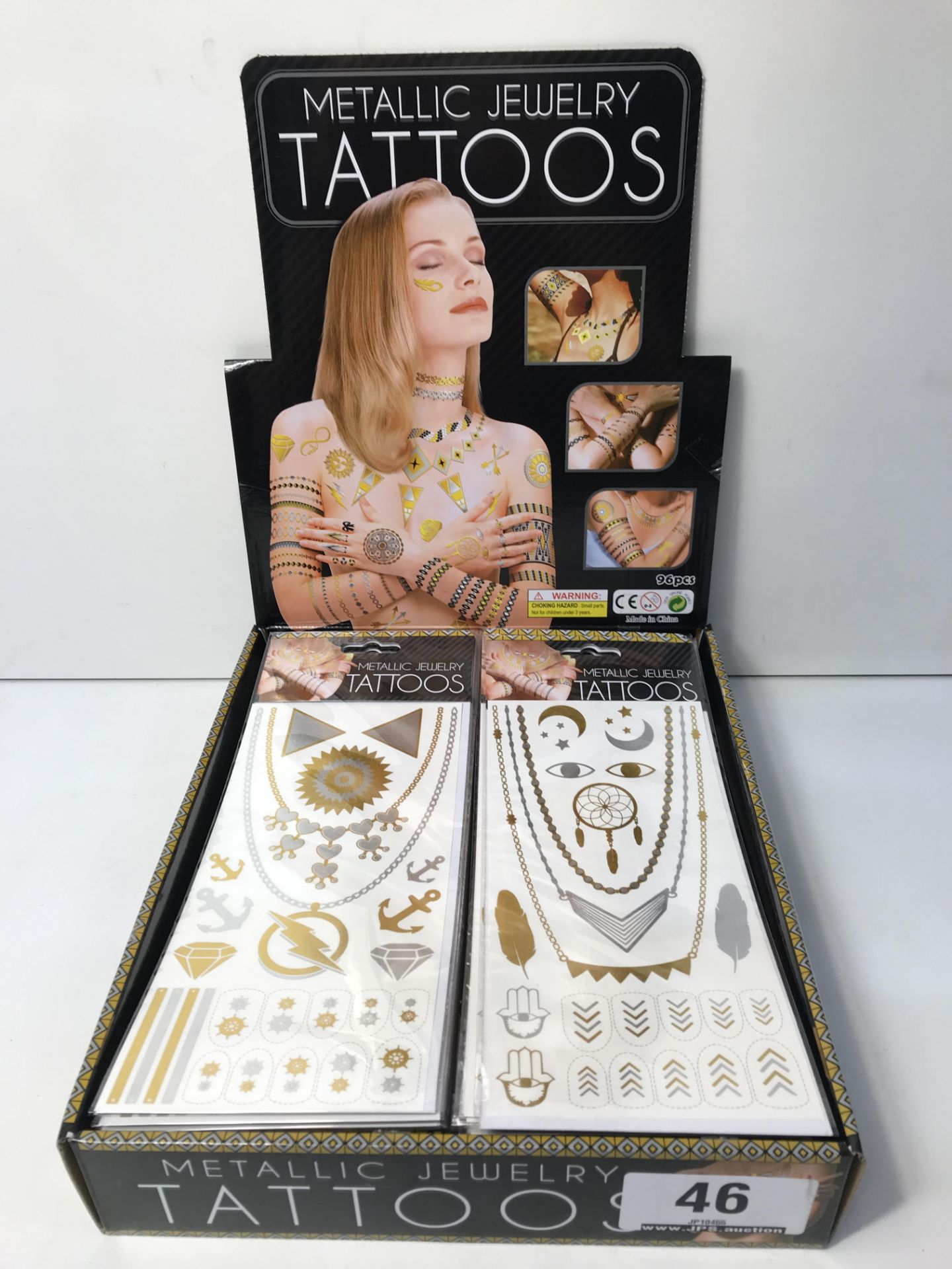 1 x Box of Metallic Jewellery Tattoos | 96 Packs per Box - Image 2 of 3