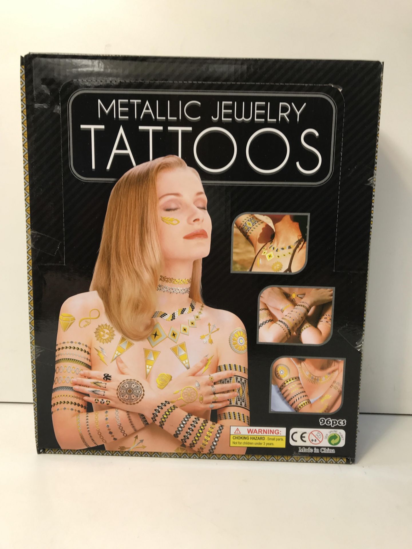 1 x Box of Metallic Jewellery Tattoos | 96 Packs per Box - Image 3 of 3