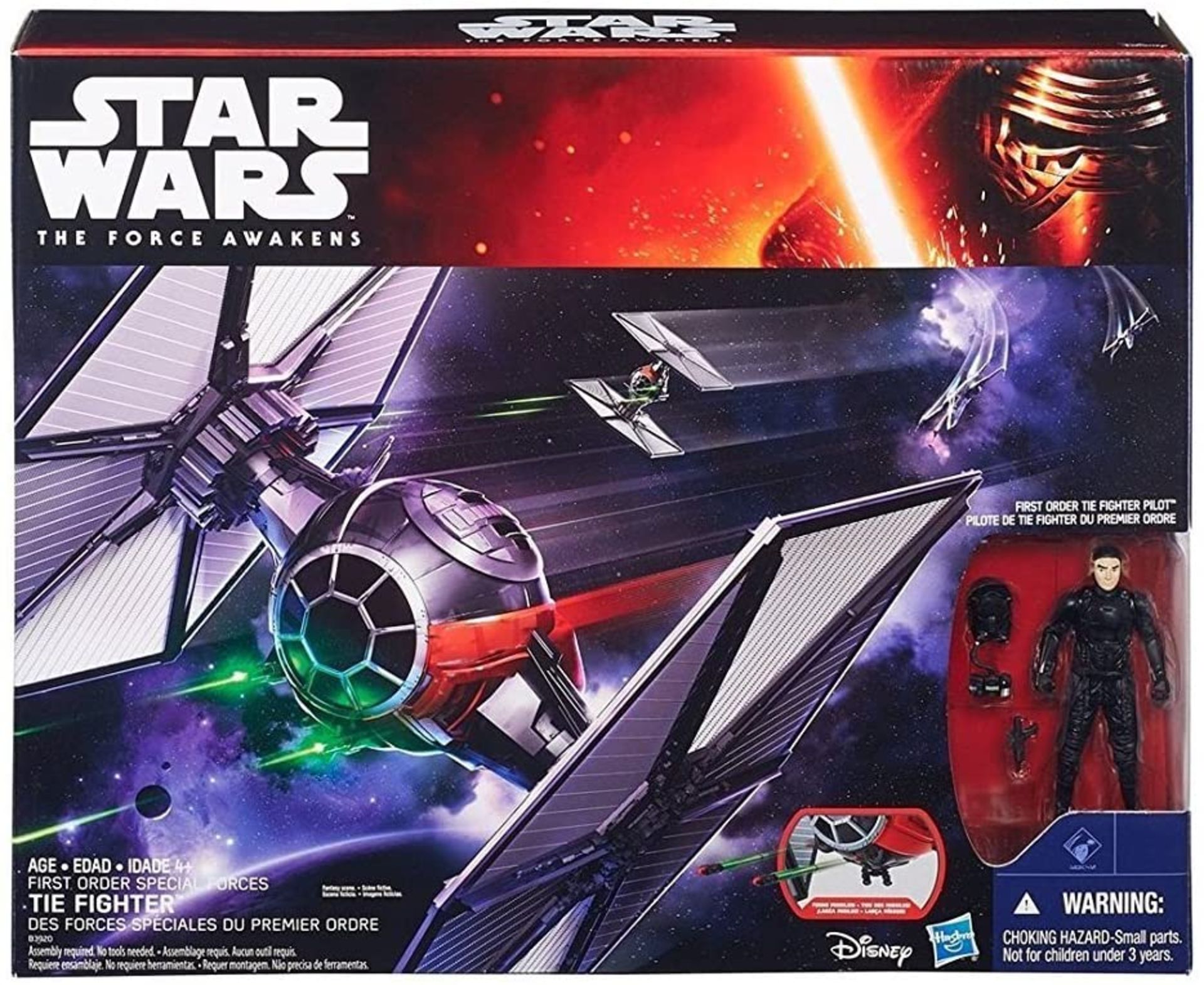 1 x Star Wars - B3920 - Force Awakens Tie Fighter Toy with First Order Pilot 3.75 Inch Action Figure