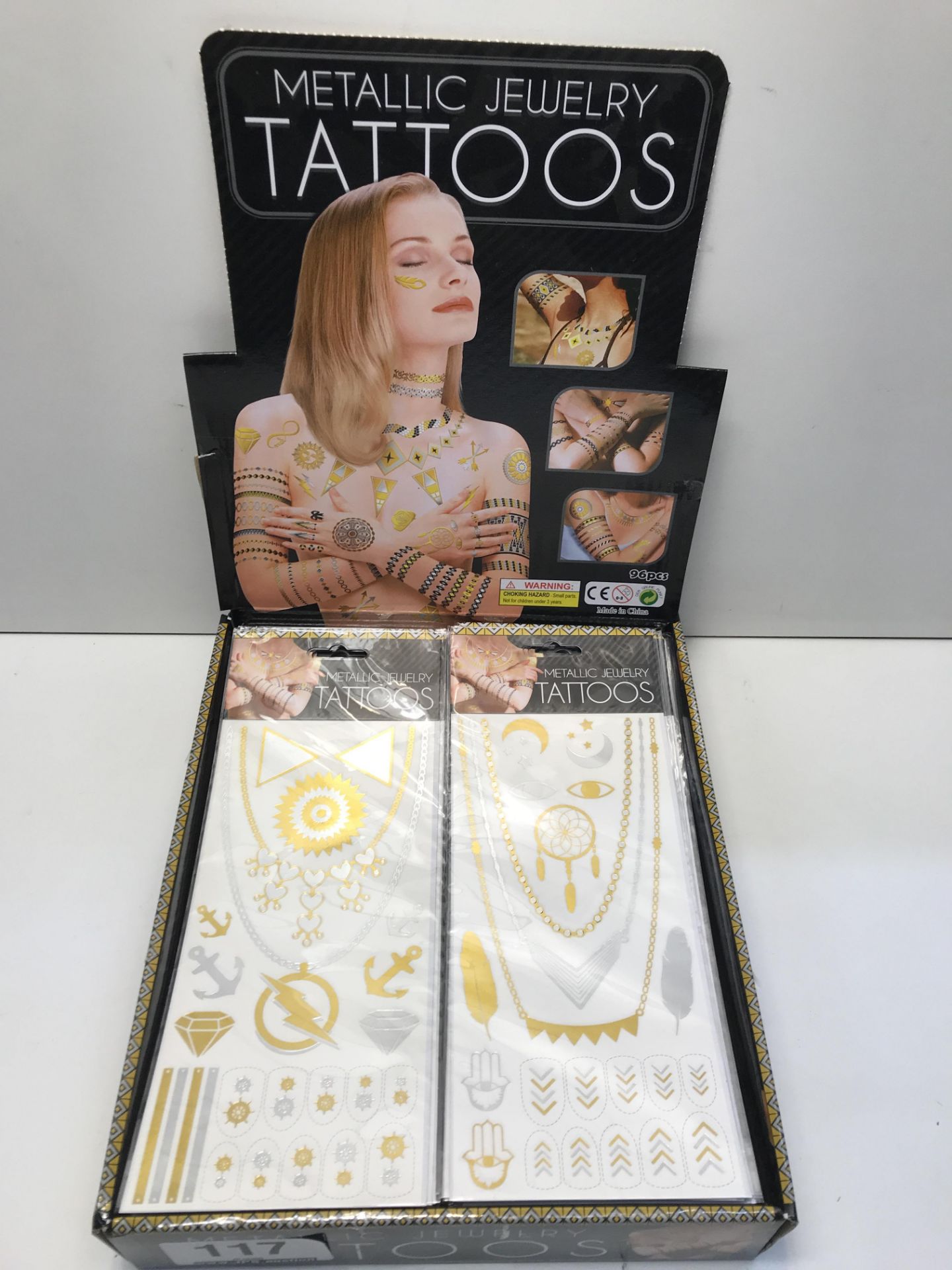 1 x Box of Metallic Jewellery Tattoos | 96 Packs per Box | - Image 3 of 3