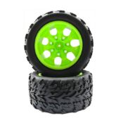 14 x Offroad wheels 1:10 Monster 115mmx50mm green 2 pieces, 80230 |4251002701082