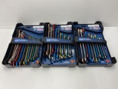 3 x Sealey AK63930P Combination Spanner Set 12pc Multi-Coloured Metric