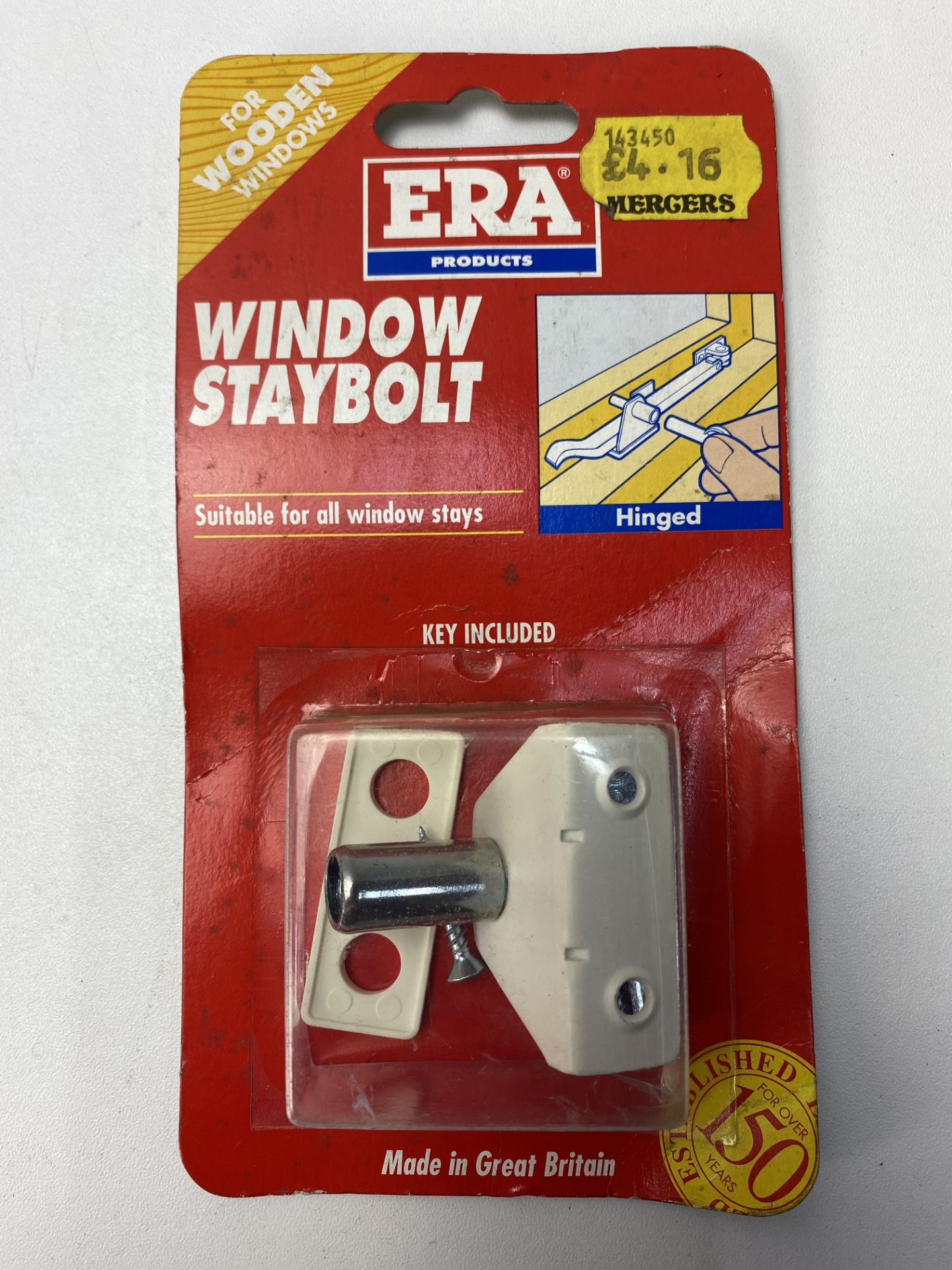 10 x ERA 827-12 White Window Stay Bolt with Key - Image 2 of 3