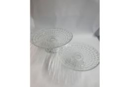 Set Of 2 Cut Glass Cake Stands