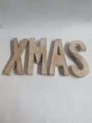 10 x 'XMAS' Block Word with Jute String Tie